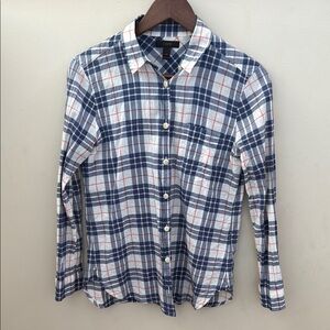 J Crew Women’s Blue Plaid Button Long Sleeve Shirt Size 2